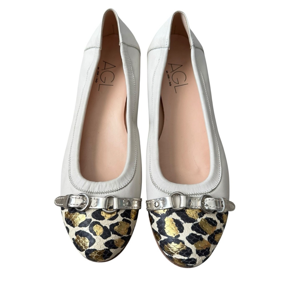AGL Women's Monika Ballet Flats Size 41 Leather Cap Toe Comfort Shoes 11 EUC